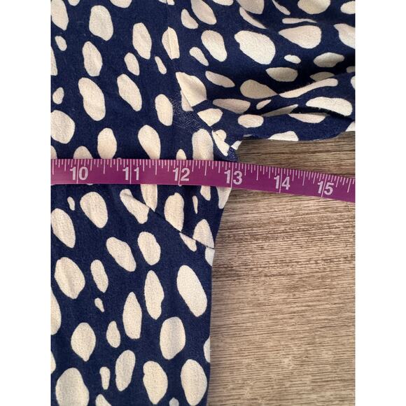 Reformation Kellan Long Sleeve Midi Dress Blue White Abstract Dot Size 0 - Picture 8 of 12